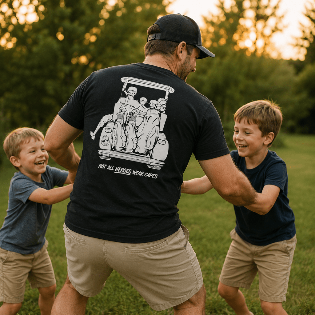 Dad with 2 Sons Golf Cart Adventure Shirt