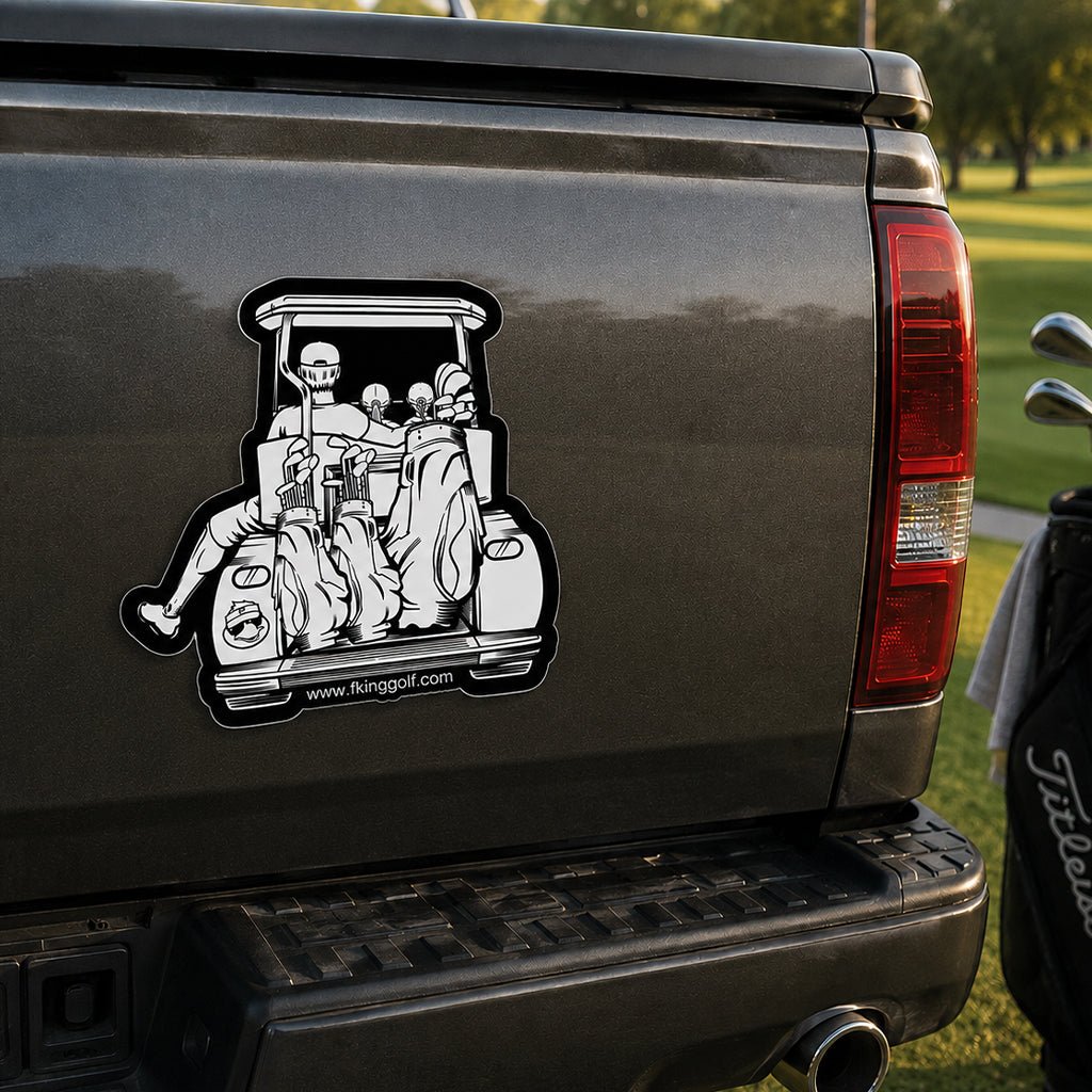 Dad with 2 Daughters Golf Cart Adventure Car Decal - F. King Golf