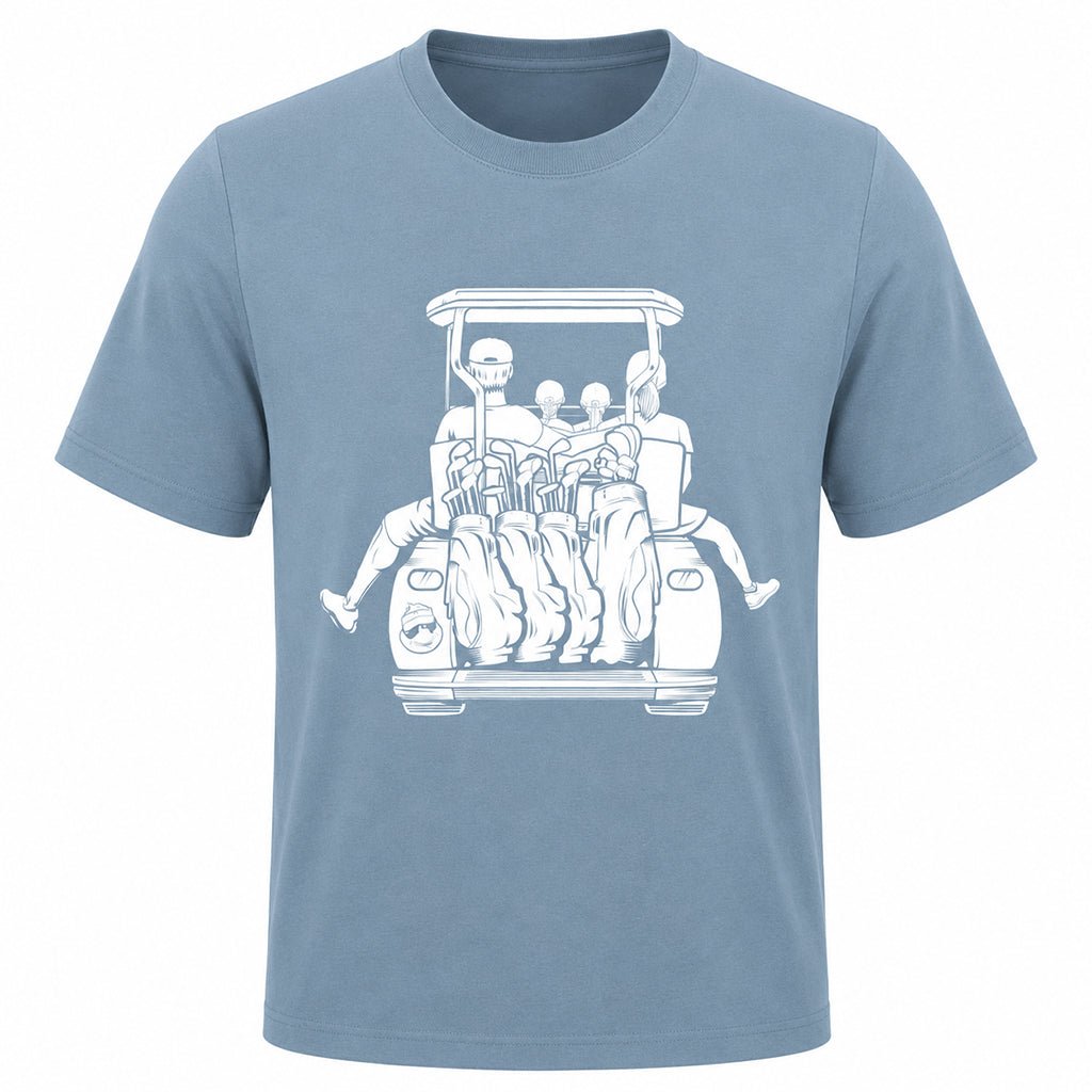 Dad with 2 Daughters & Mom Golf Cart Adventure Shirt - F. King Golf