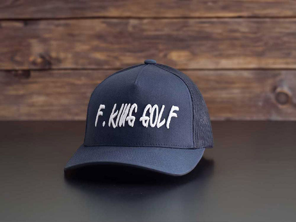 Navy hat with F. King Golf embroidery