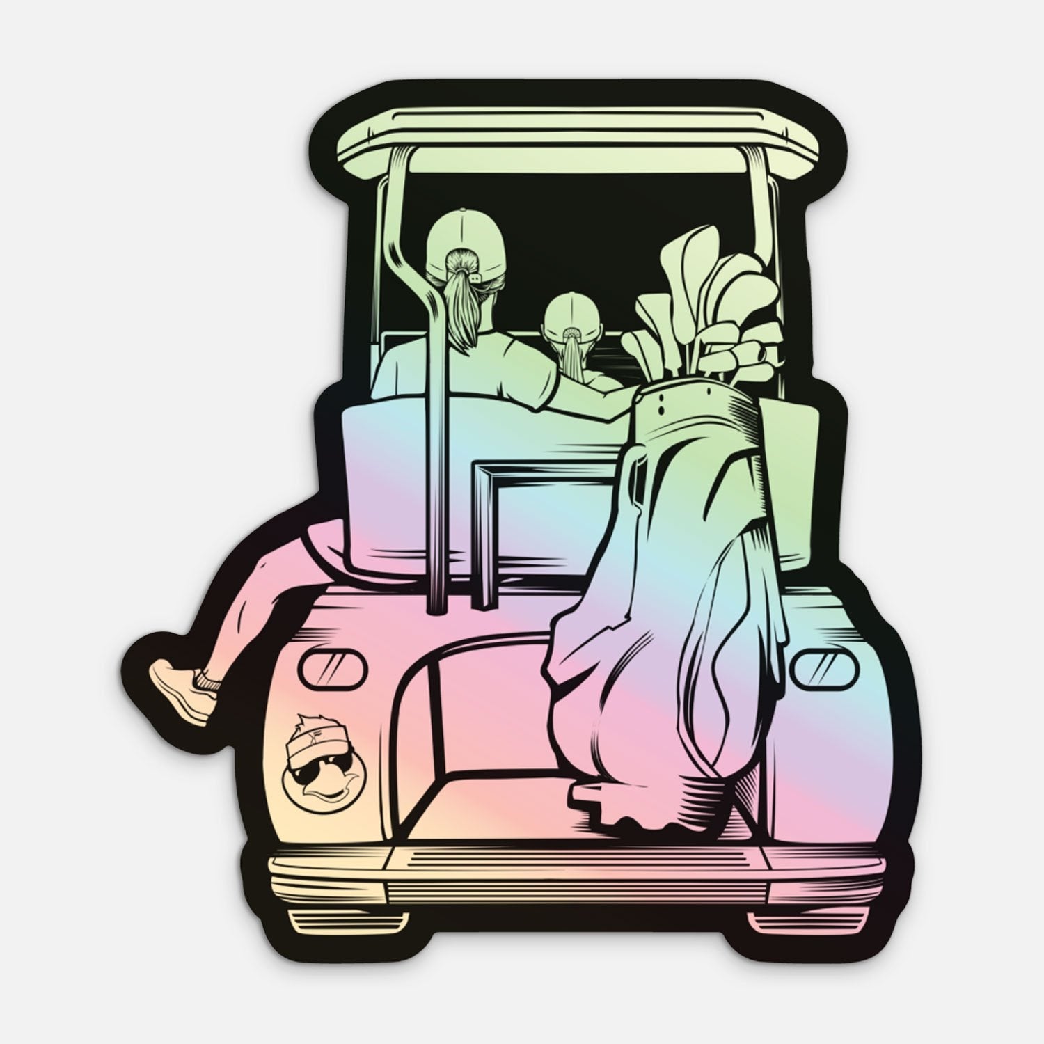Mom & Daughter Golf Cart Holographic Sticker - F. King Golf