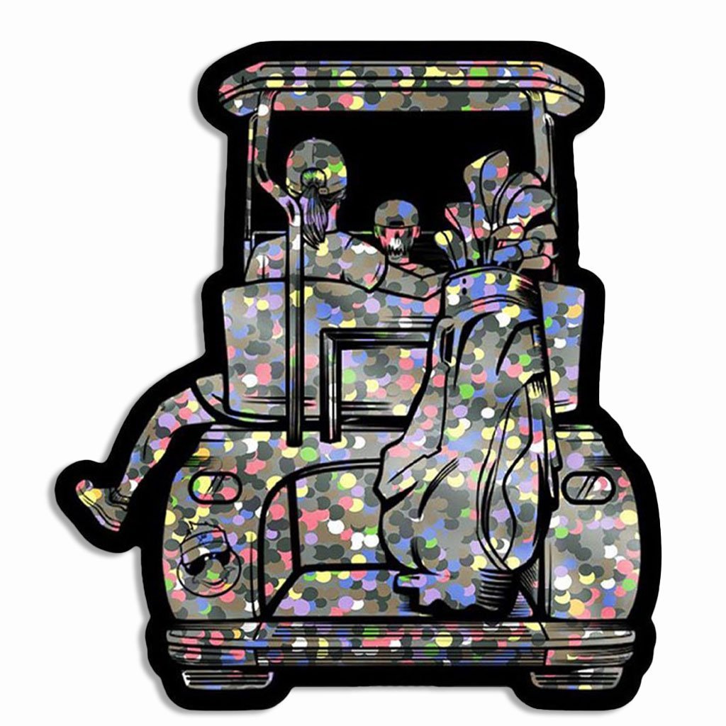 Mom & Son Golf Cart Adventure Glitter Sticker - F. King Golf