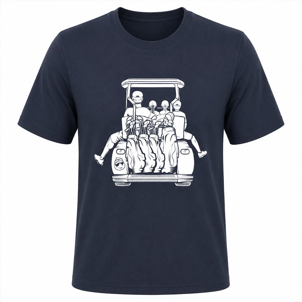 Dad with 2 Daughters & Son Golf Cart Adventure Shirt - F. King Golf