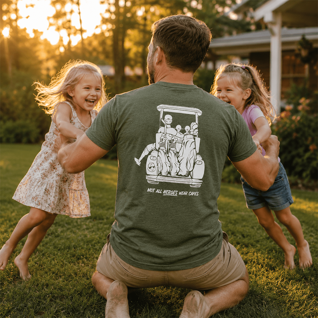 Dad with 2 Daughters Golf Cart Adventure Shirt