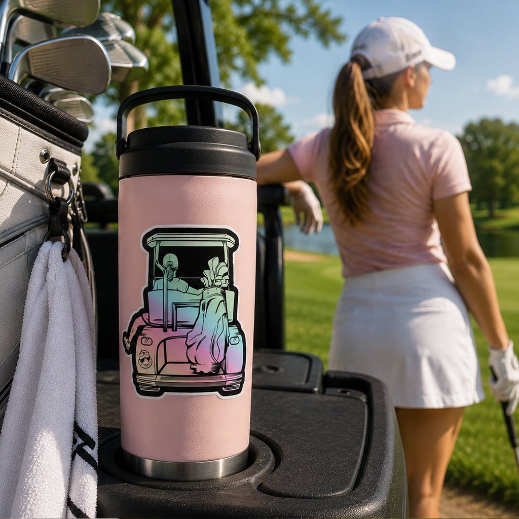 Girl Vibes Golf Cart Adventure Holographic Sticker - F. King Golf