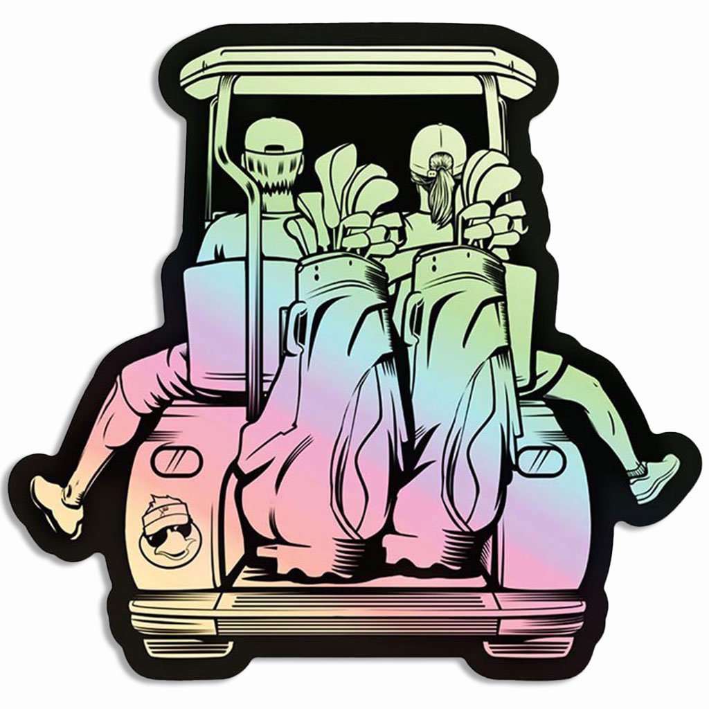 Golf Vibes Golf Cart Adventure Holographic Sticker - F. King Golf