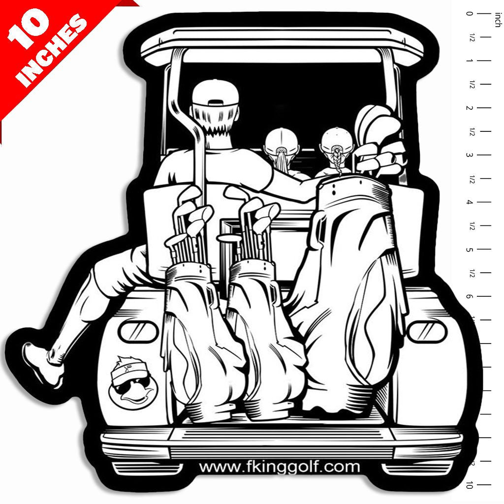 Dad with 2 Daughters Golf Cart Adventure Car Decal - F. King Golf