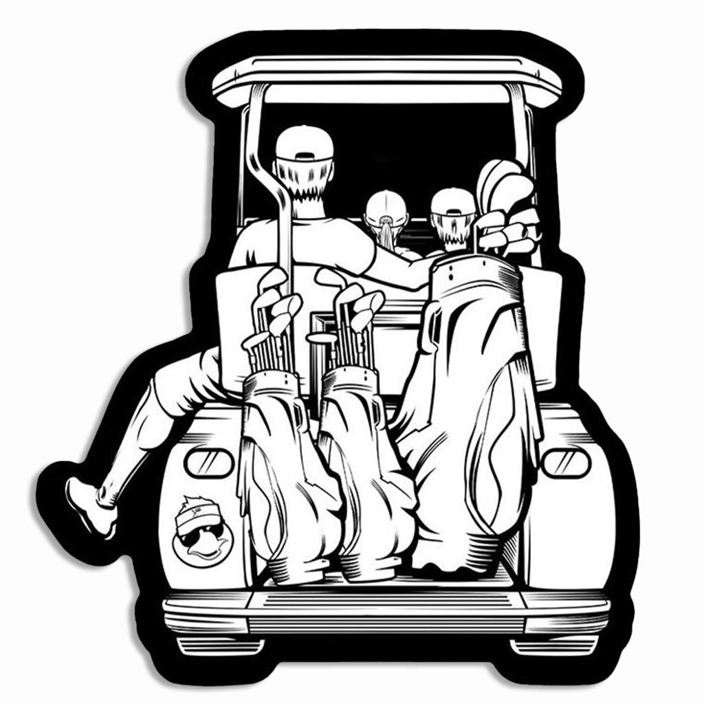 Dad with Kids Golf Cart Adventure Sticker - F. King Golf