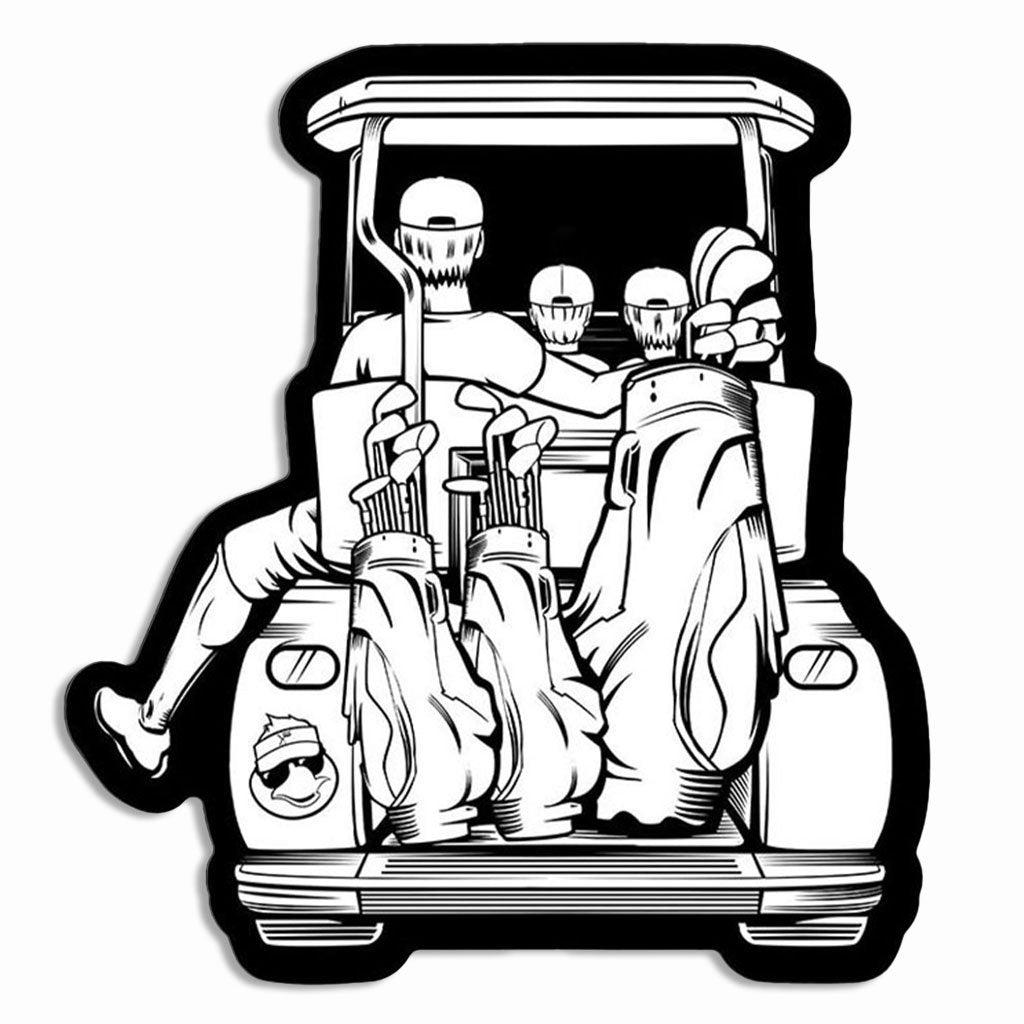 Dad with 2 Sons Golf Cart Adventure Sticker - F. King Golf