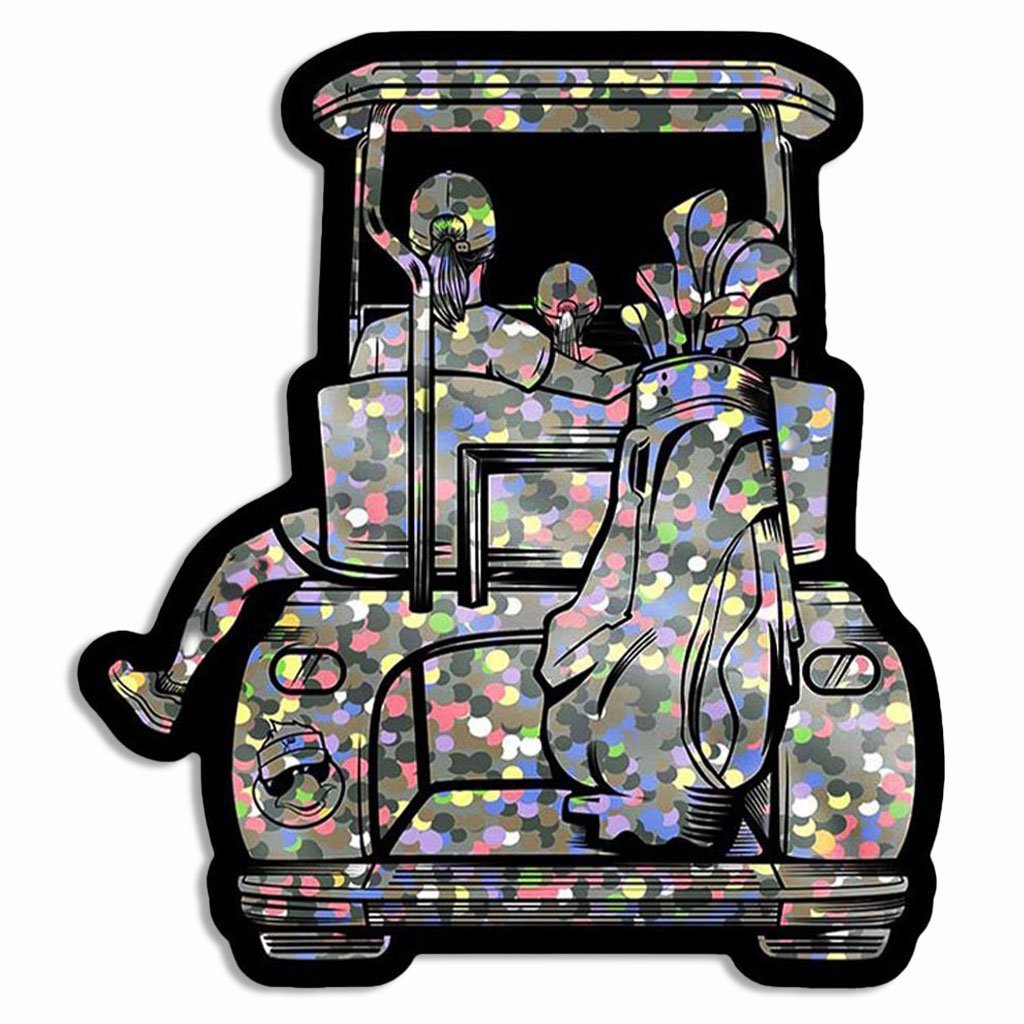 Mom & Daughter Golf Cart Adventure Glitter Sticker - F. King Golf