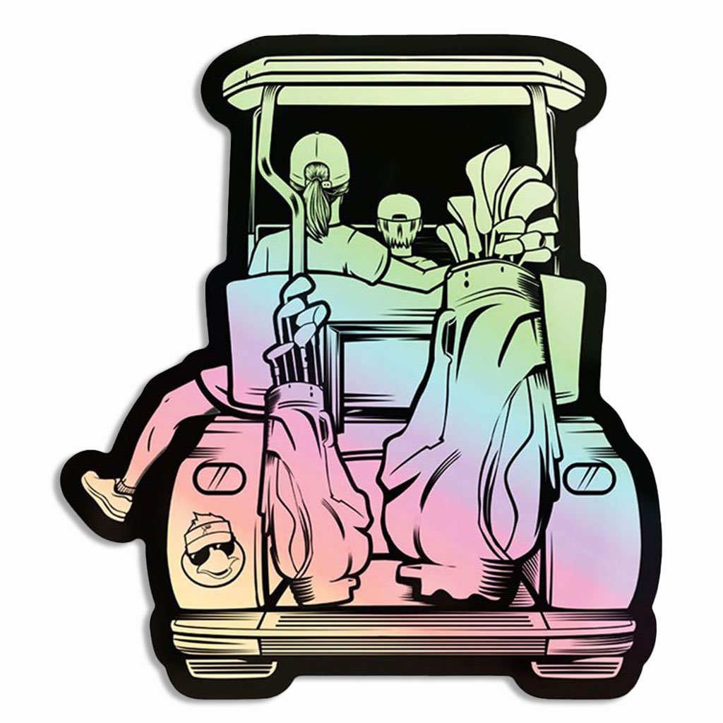 Mom & Son Golf Cart Adventure Holographic Sticker - F. King Golf