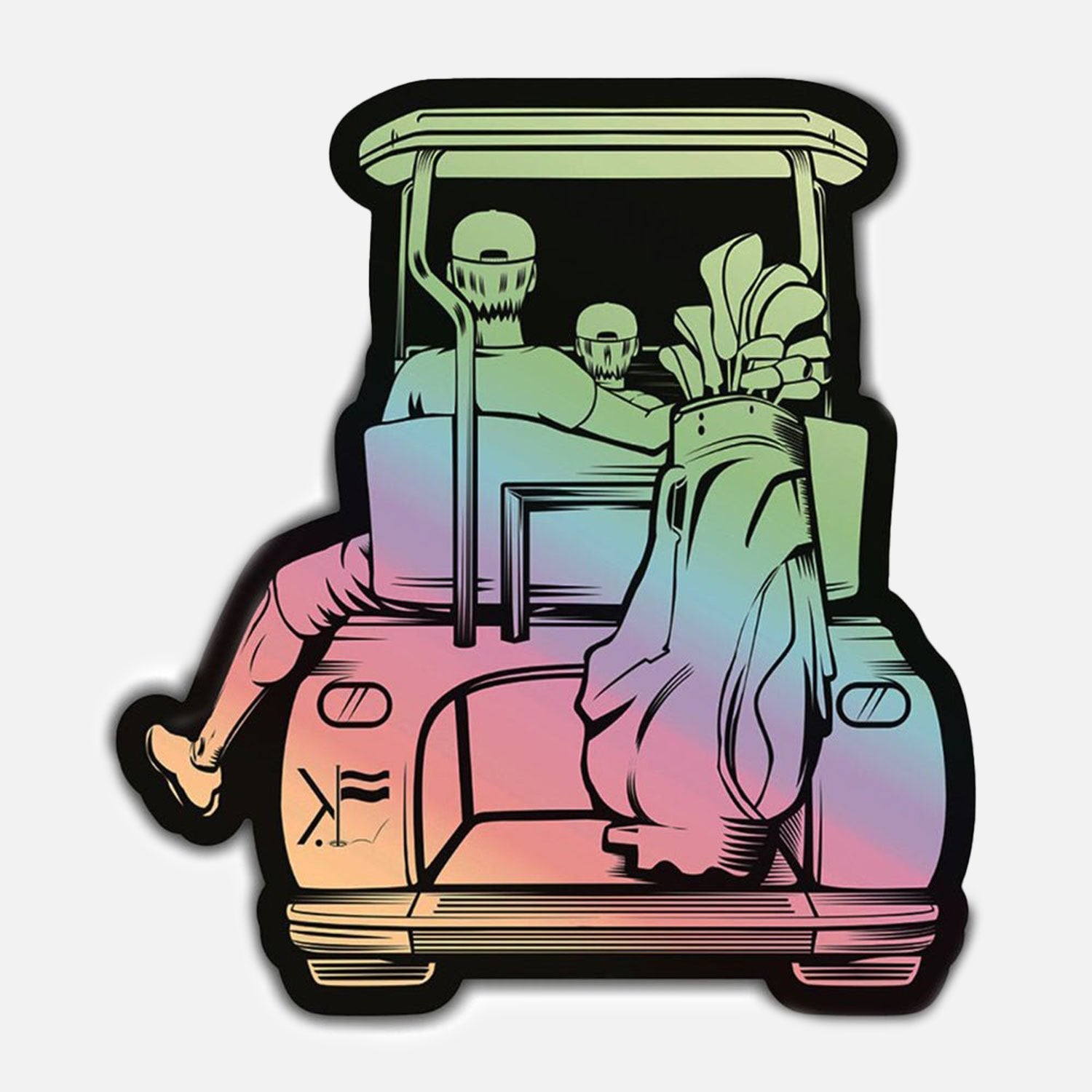 Dad & Son Golf Cart Holographic Sticker - F. King Golf